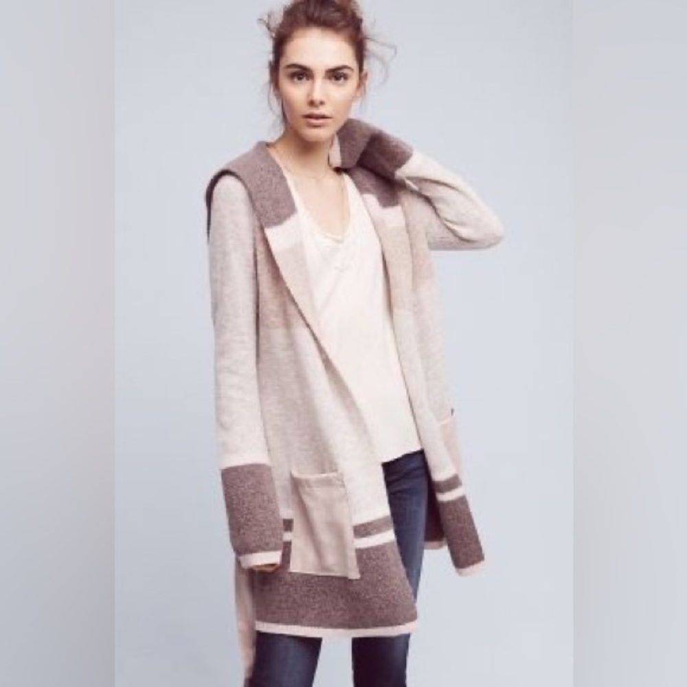 Anthropologie Angel of the North Mixed-Stripe Wool Cardigan